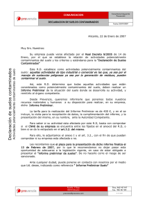 COMUNICACION DECLARACION DE SUELOS CONTAMINADOS
