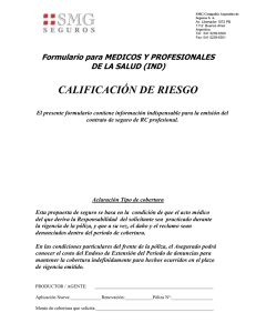 CALIFICACIÓN DE RIESGO Formulario para MEDICOS Y PROFESIONALES DE LA SALUD (IND)