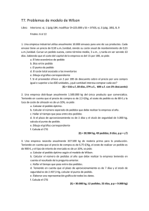 T7. Problemas de modelo de Wilson Libro: Interiores: ej. 1 (pág 184