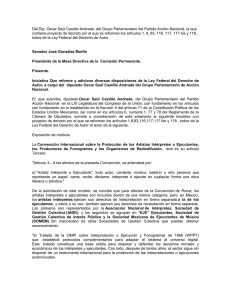 Del Dip. &Oacute;scar Sa&uacute;l Castillo Andrade, del Grupo Parlamentario del
