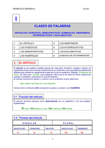I CLASES DE PALABRAS