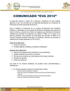 COMUNICADO “EVA 2014”