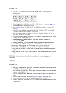 EJERCICIOS: 1.  calcule el equivalente gramo contenido en 100 gramos... compuestos C