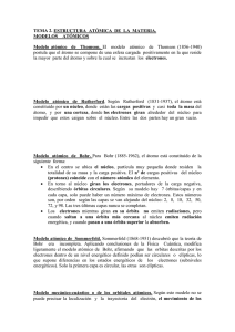 TEMA 2. ESTRUCTURA  ATÓMICA  DE  LA ... MODELOS    ATÓMICOS