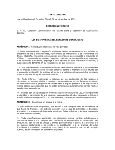 Ley de Imprenta del Estado de Guanajuato.