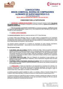 CONVOCATORIA MISION COMERCIAL INVERSA DE COMPRADORES ALEMANES DE QUESO MANCHEGO D.O.