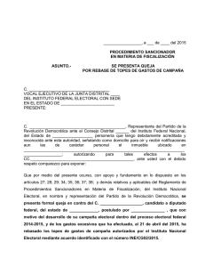 _________________, a ___ de ____ del 2015 PROCEDIMIENTO SANCIONADOR