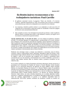 En Benito Juárez reconocemos a los trabajadores turísticos: Paul Carrillo