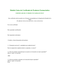 Model Certificate of a Pharmaceutical Product