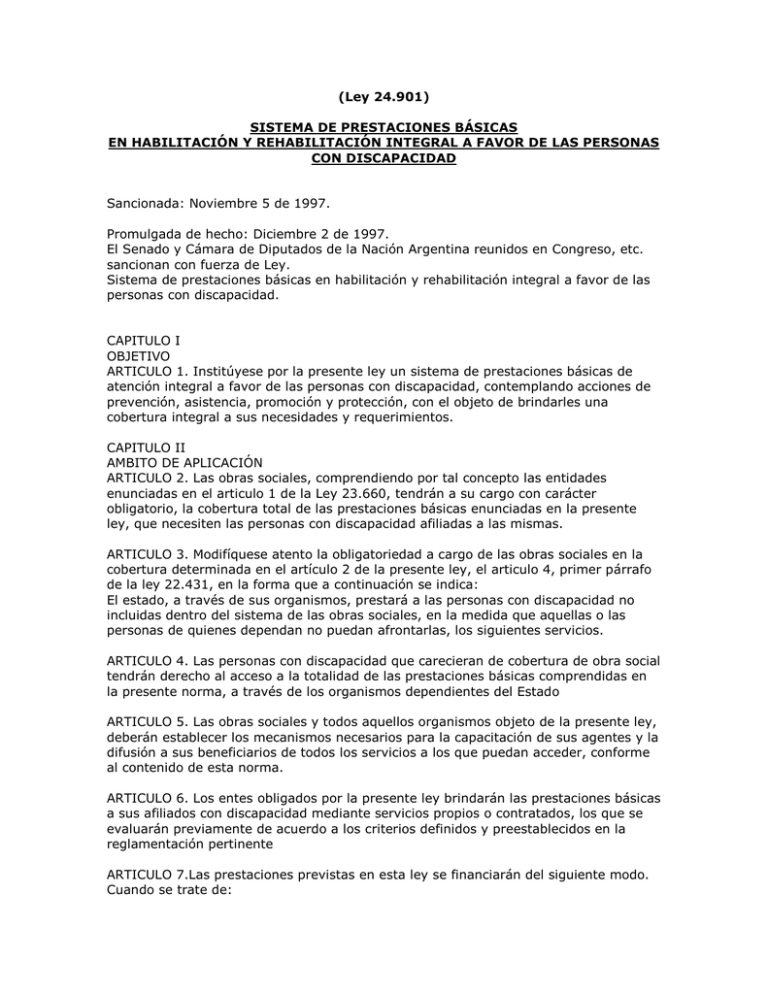 Sistema de prestaciones básicas para personas con discapacidad.