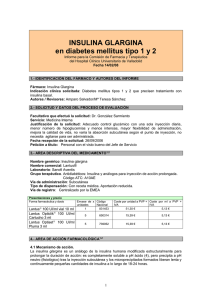 INSULINA GLARGINA en diabetes mellitus tipo 1 y 2
