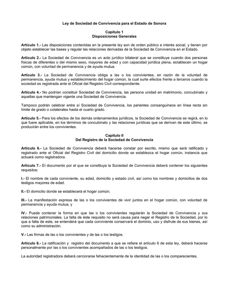 Ley de Sociedad de Convivencia para el Estado de