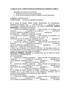 CLASE DE ACTO: CONSTITUCION DE SOCIEDAD EN