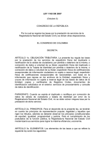LEY 1163 DE 2007 - Registraduría Nacional del Estado Civil