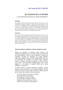Sal Terrae 99 (2011) 385-397 El silencio en la Iglesia Luis González