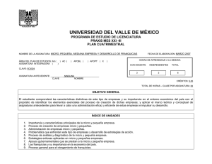 UNIVERSIDAD DEL VALLE DE MÉXICO PROGRAMA DE ESTUDIO DE LICENCIATURA PLAN CUATRIMESTRAL