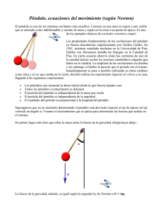 Péndulo, ecuaciones del movimiento (según Newton)