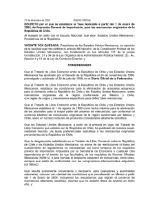 DECRETO por el que se establece la Tasa Aplicable a partir