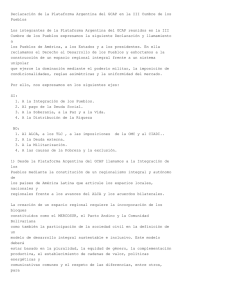Declaración de la Plataforma Argentina del GCAP en la III