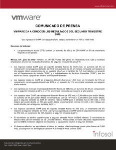 COMUNICADO DE PRENSA VMware da a conocer los resultados