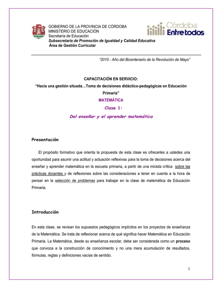 GOBIERNO DE LA PROVINCIA DE CÓRDOBA MINISTERIO DE EDUCACIÓN