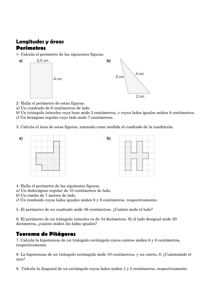 Tabla De Longitudes Areas Y Perimetros