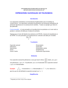 expresiones racionales de polinomios