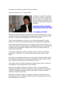 Necesaria una revolución en la ONU, afirma Evo Morales