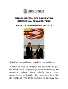 2013-11-14 Inauguración del Encuentro Binacional Ecuador – Perú