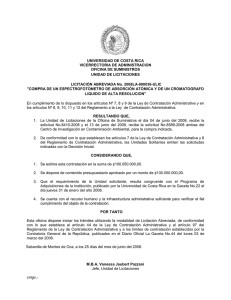 UNIVERSIDAD DE COSTA RICA VICERRECTORIA DE ADMINISTRACION OFICINA DE SUMINISTROS