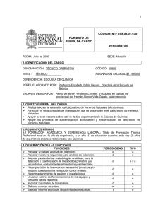 formato de perfil de cargo - Universidad Nacional de Colombia