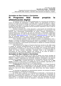 19 de Mayo de 2008 Gacetilla de Prensa – CUCAICOR