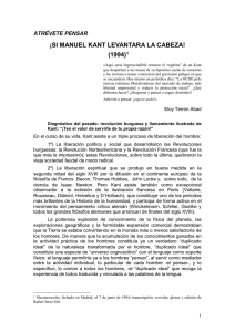 &iexcl;SI MANUEL KANT LEVANTARA LA CABEZA