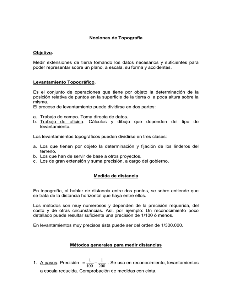 Nociones De Topografía Objetivo.