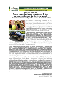 Nota de Prensa Nº 119 – 2011 Generar biocombustible en los