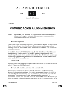 PARLAMENTO EUROPEO COMUNICACIÓN A LOS MIEMBROS 2004 2009