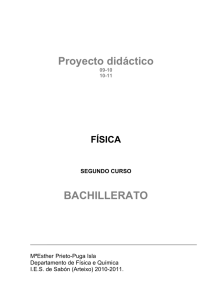Proyecto didáctico BACHILLERATO  FÍSICA