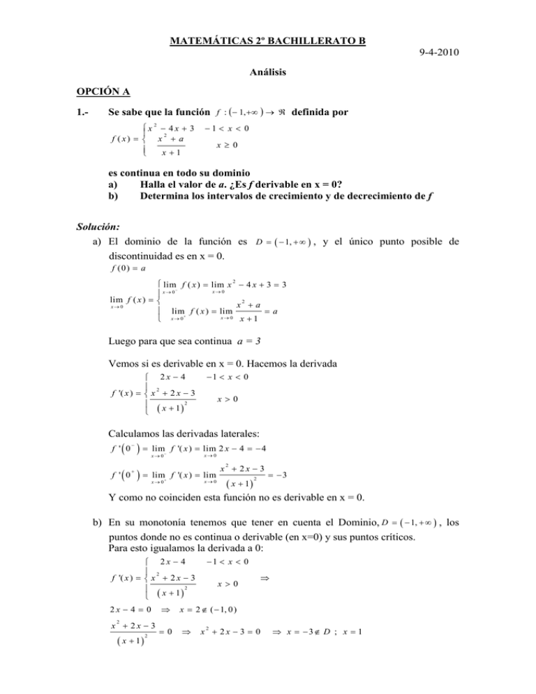 MATEMÁTICAS 2º BACHILLERATO B 9-4