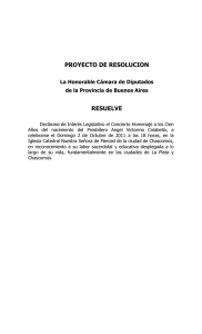 PROYECTO DE RESOLUCION  RESUELVE La Honorable Cámara de Diputados