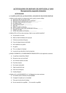 Ejercicios de Sintaxis 3&ordm; ESO: Repaso y Recuperaci&oacute;n