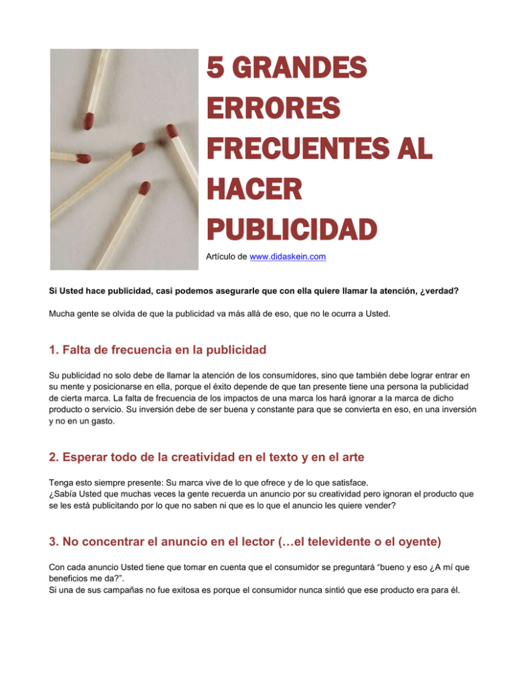 Errores Frecuentes Al Hacer Publicidad