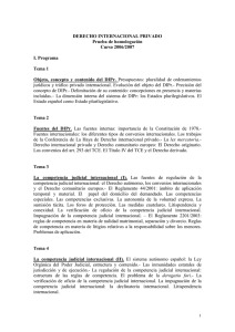 DERECHO INTERNACIONAL PRIVADO Prueba de homologación Curso 2006/2007