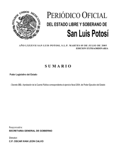 Periódico Oficial DEL ESTADO LIBRE Y SOBERANO DE San Luis