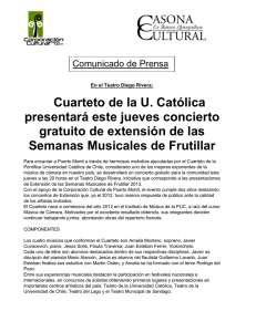 En el Teatro Diego Rivera: Cuarteto de la U. Católica presentará