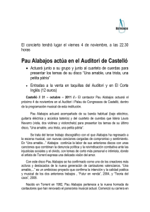 Pau Alabajos actúa en el Auditori de Castelló