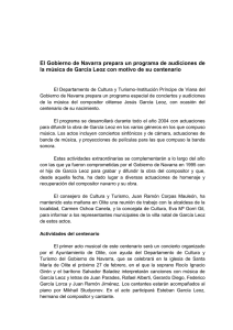 El Gobierno de Navarra prepara un programa de audiciones de la