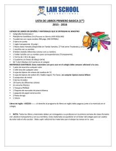 LISTA DE LIBROS PRIMERO BASICA (1 ) 2015 - 2016