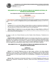 Reglamento de la Ley del Servicio P&uacute;blico de Energ&iacute;a El&eacute;ctrica, en