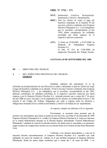 ORD. Nº 3724/271 - Dirección del Trabajo