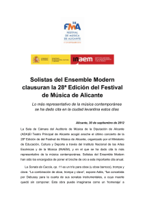Los Solistas del Ensemble Modern clausurán la 28ª edición del